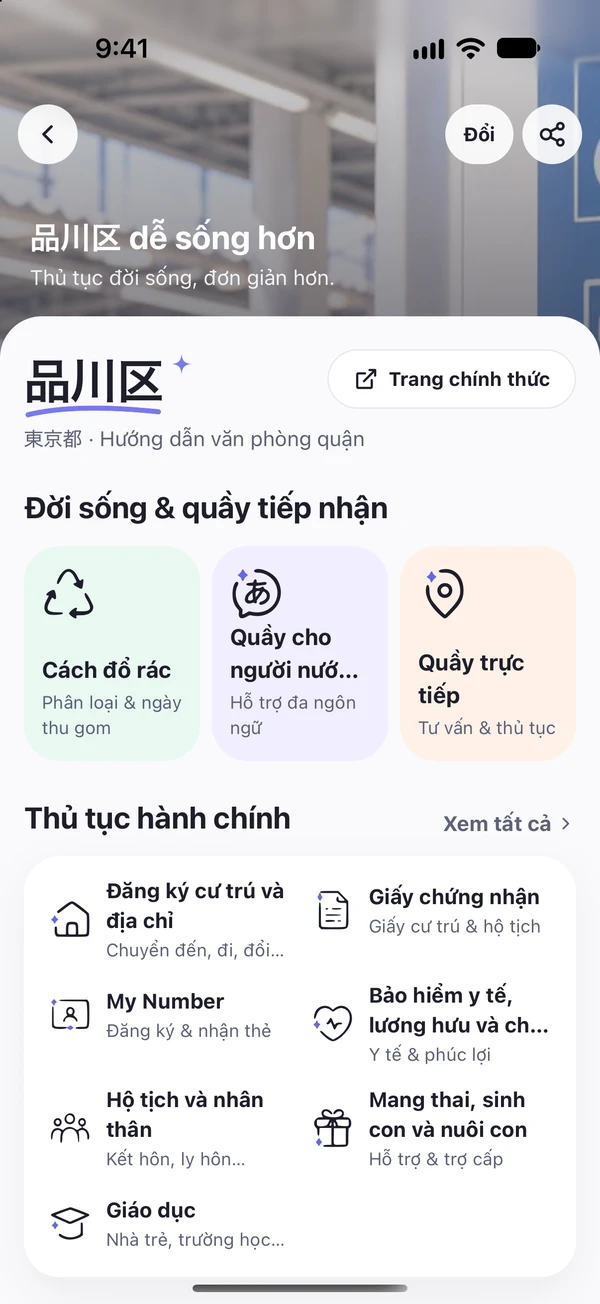 Thủ tục ở quận bạn sống,gói gọn một trang